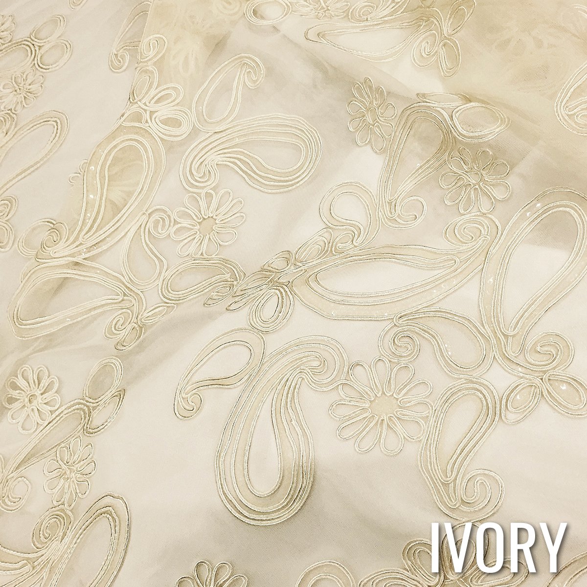 Sur-Nappe Paisley Florale Ivoire